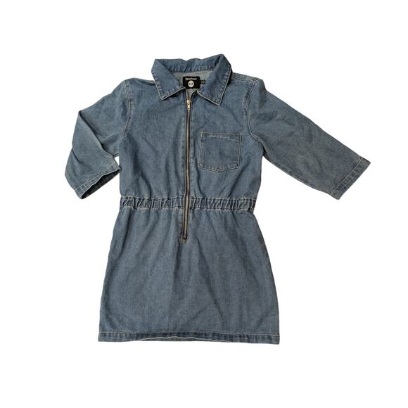 NWOT Boohoo Zip Up Denim Dress Size 8 - Picture 3 of 7